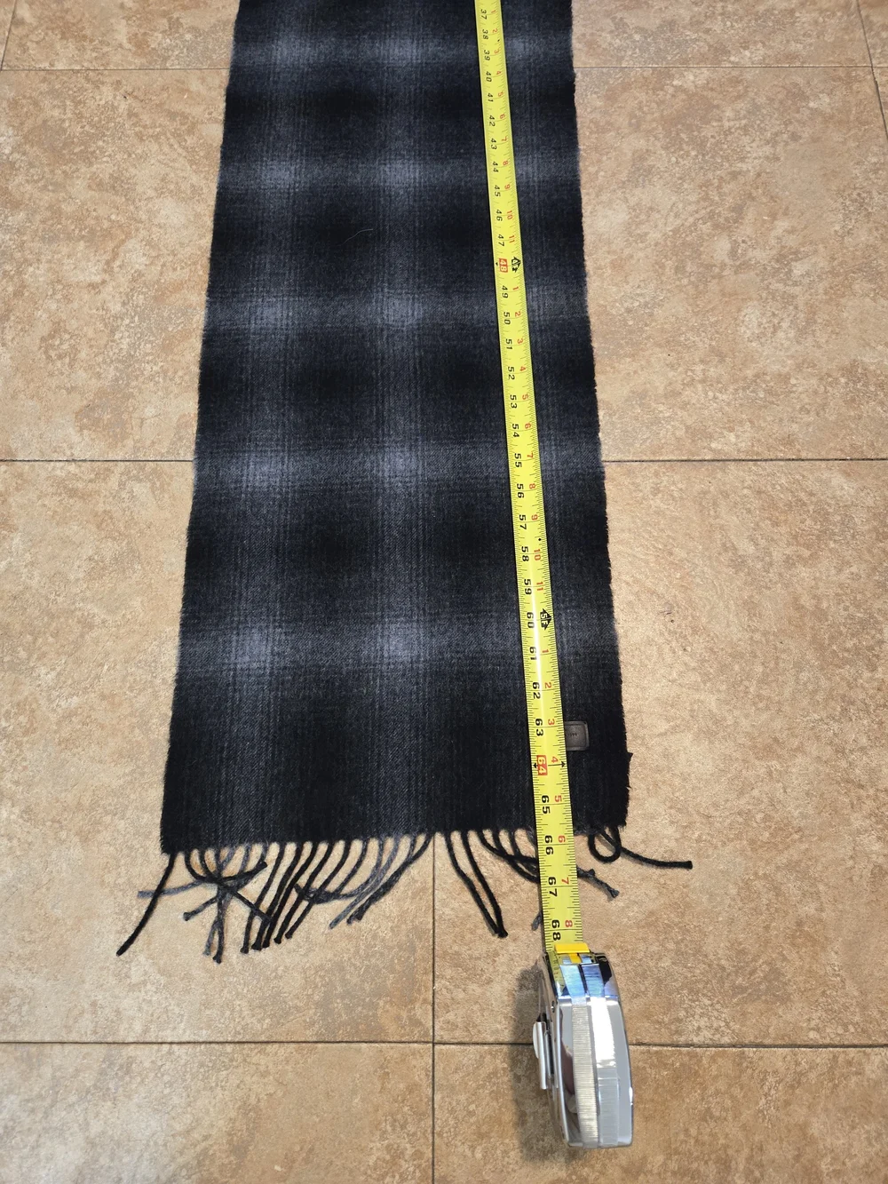 Hickey Freeman Black to Charcoal Ombre Fringe Scarf
